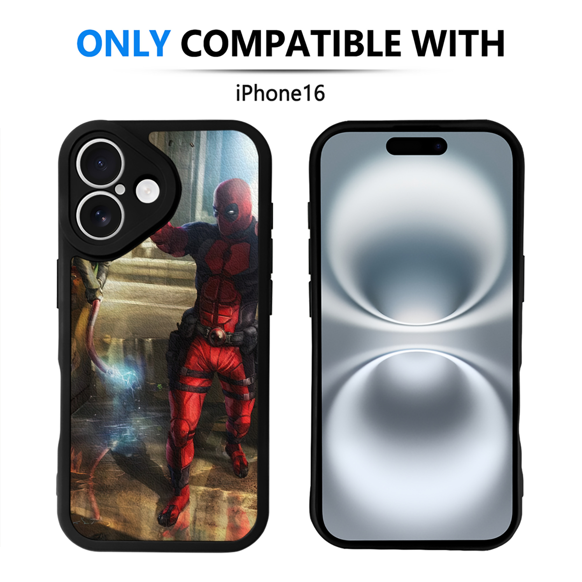 （画像用） Deadpool デッドプール 【iPhone 16シリーズ対応】シリコンスマホケース（レザー調） 材質：シリコン
